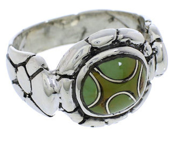 Southwestern Turquoise Sterling Silver Ring Size 6-3/4 WX39330